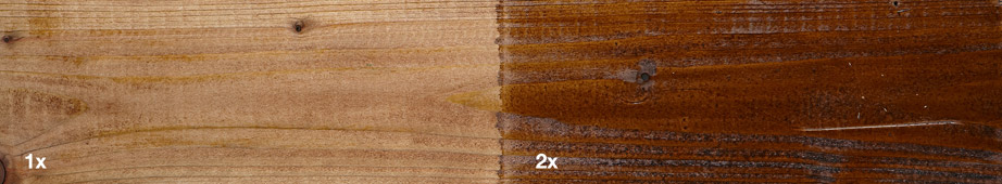 Restol™ Nussbraun auf imprägniertem Holz: - Restol™