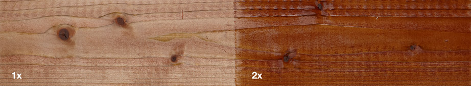 Restol™ Rotbraun auf imprägniertem Holz:  - Restol™