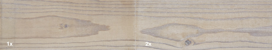  Restol™ White Wash auf imprägniertem Holz: - Restol™